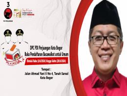 Terbuka untuk Umum, DPC PDI Perjuangan Kota Bogor Buka Pendaftaran Bacawalkot